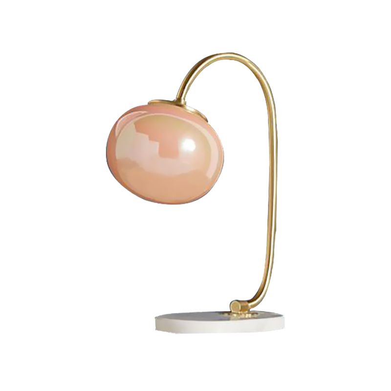 Gold Global LEES BOEK Licht Noordse stijl 1-hoofd Pink Glass Nachttaflamp met metalen zwanenhalsarmarm