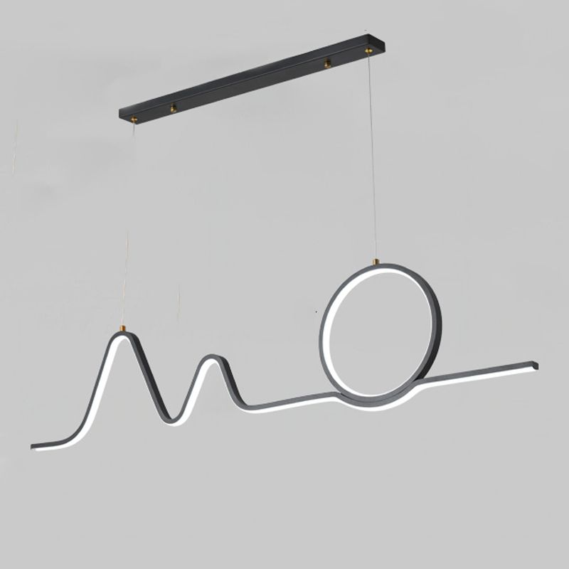 Contemporary Geometric Island Lights Aluminum Island Chandelier in Black