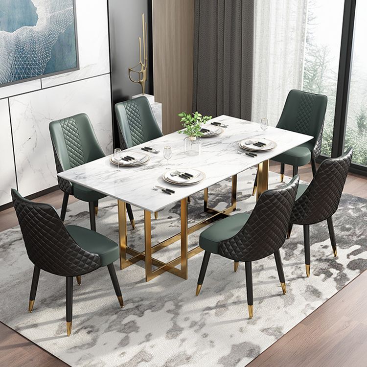 Scandinavian Style Leather Dining Armless Chairs Parsons Upholstered Chair (Set of 4)