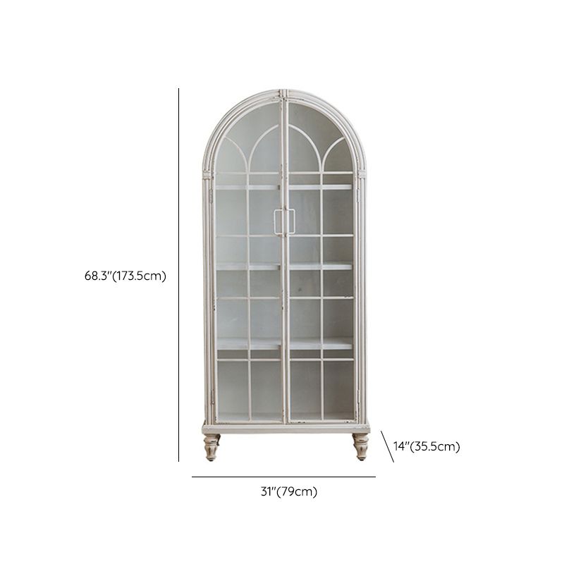 Traditional Pine Curio Cabinet Glass Doors Display Stand with Doors