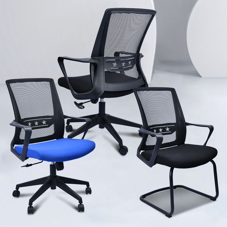 Contemporary Chair Fixed Arms Lumbar Support Conference Chair