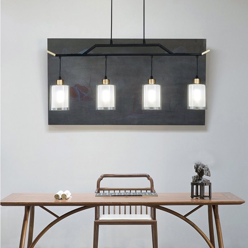 Black Island Chandelier Lights Glass Modern Hanging Lamp for Dining Room