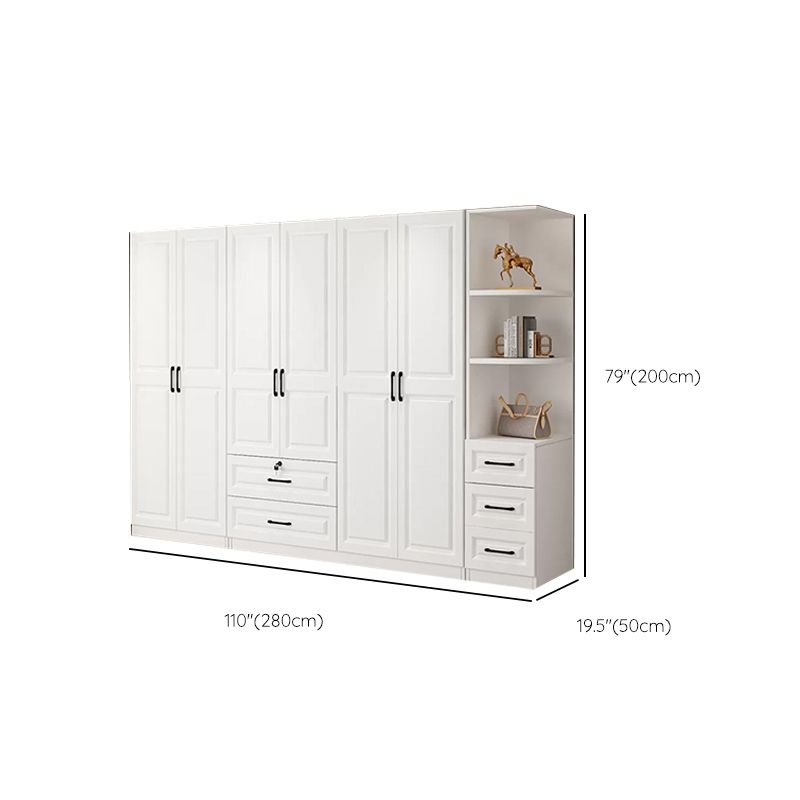 Hinged Wardrobe Cabinet White Wardrobe Armoire with Shelves for Home