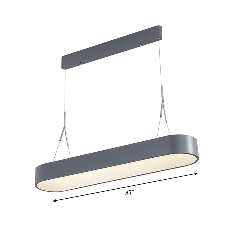 Luz de colgante elíptico nórdico Metal Metal White/Gris Luz de techo colgante para comedor, 33.5 "/47" de ancho