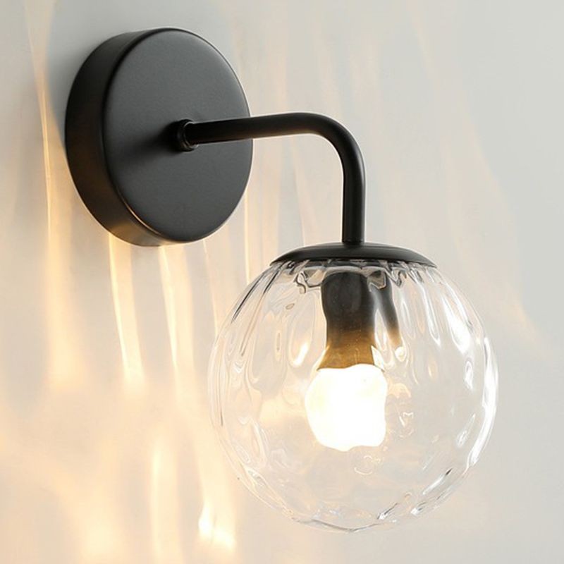 Modern Metal Wall Sconce Ball Shape Vanity Lamp with Glass Shade for Bathroom