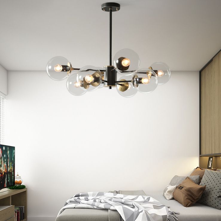 Modern Globe Chandelier Light Fixtures Multi-Head Suspension Pendant Lamps with Glass Shade