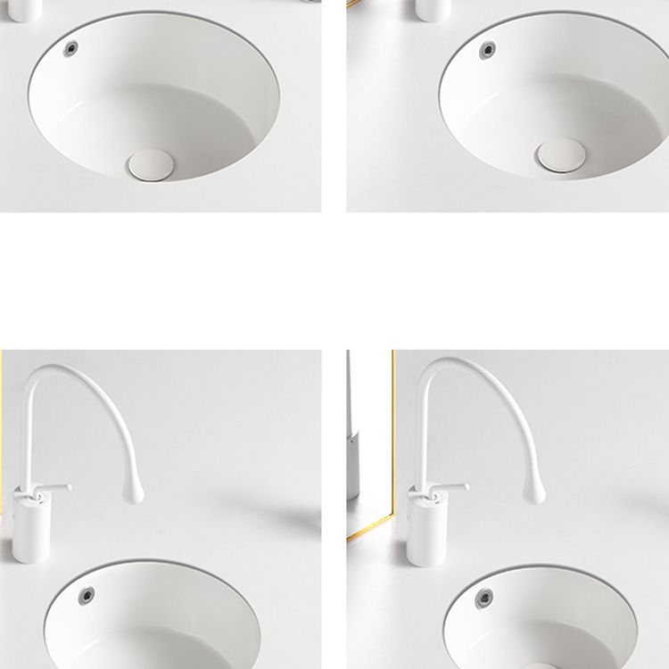 Contemporary Bathroom Sink Porcelain Round Undermount Bathroom Sink with Pop-Up Drain