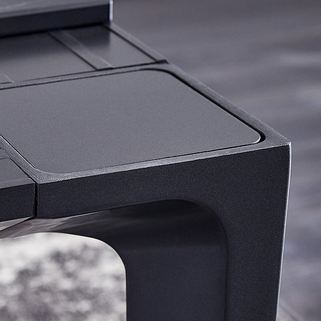 Stone Top Dining Table Rectangle Contemporary Table with 4 Legs in Black