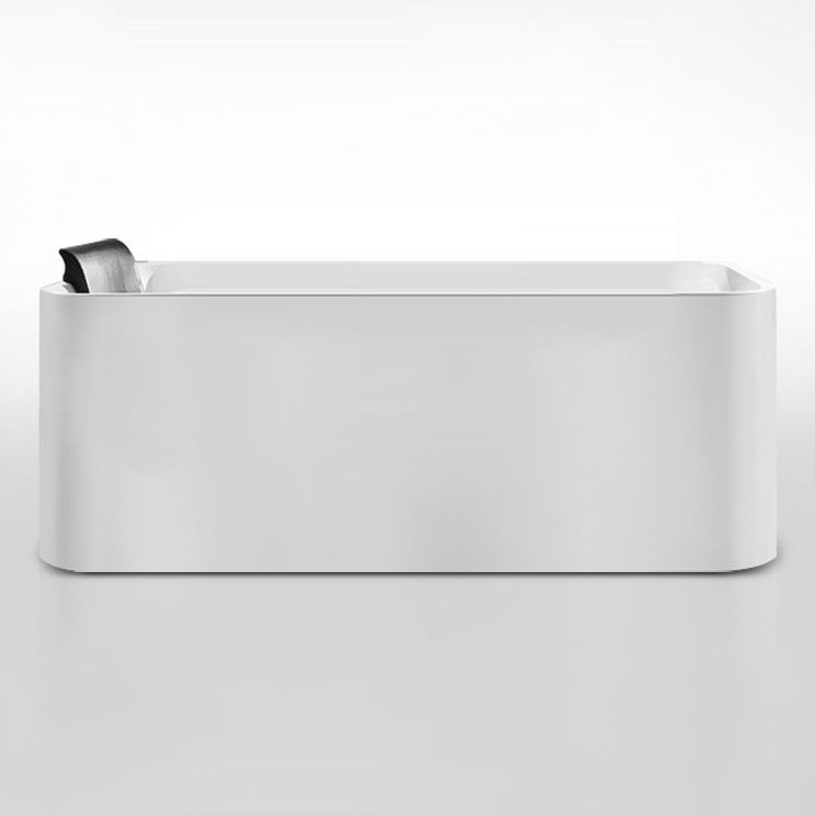 Soaking Acrylic Bathtub Freestanding White Rectangular Back to Wall Bath