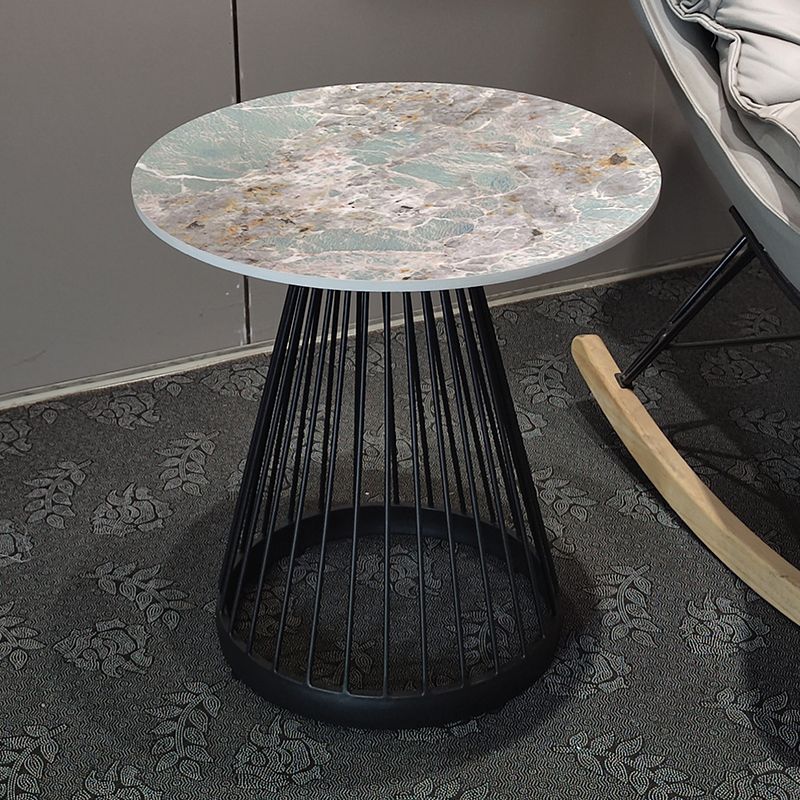 Modern Round Stone End Table Dia 17.7"/19.7" Frame Side Table