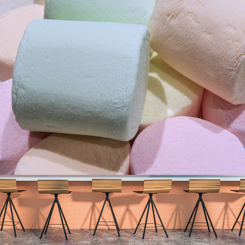 Customized Wall Mural with Marshmallow Pattern Mildew Resistant Wallpaper Commerce Shop