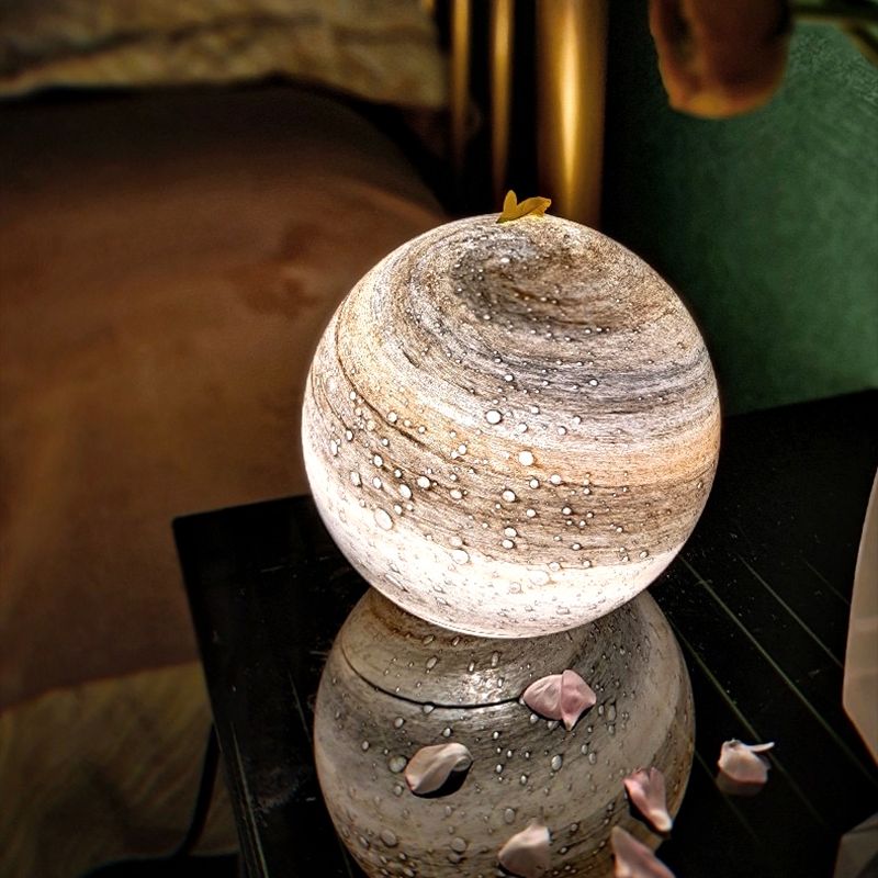 1 Lámpara de mesa de luna creativa de luz luz de vidrio de estilo moderno para sala de estar de dormitorio