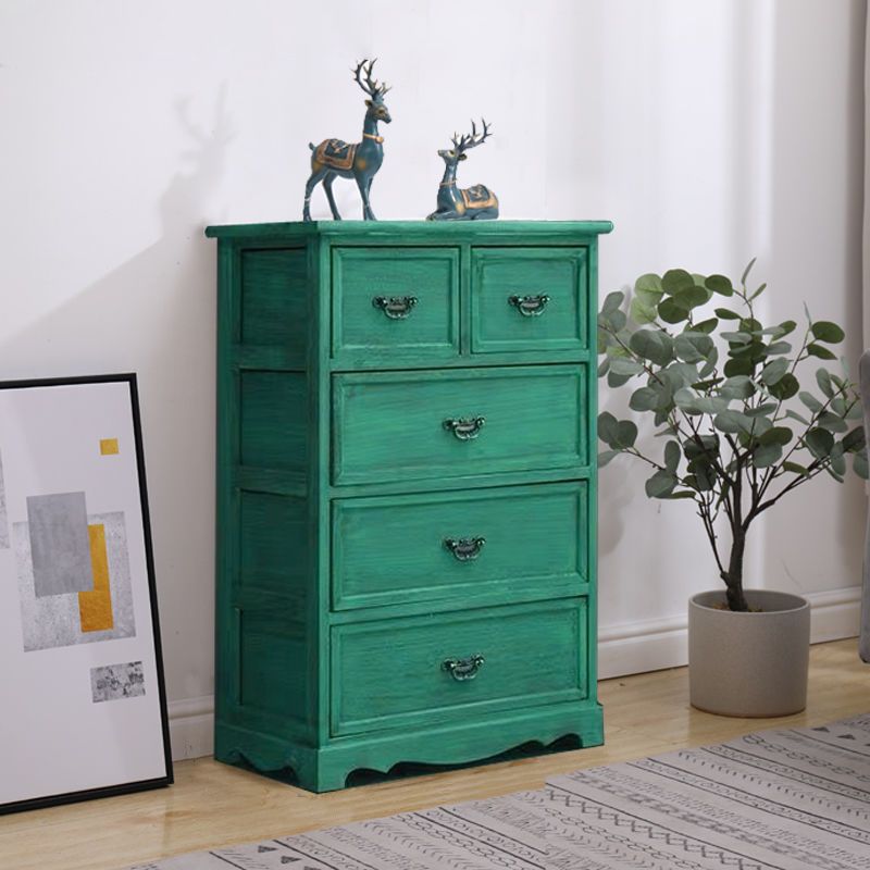 Coastal Storage Chest Solid Wood Dresser with 6/5 Drawers , 11.7 Inch W