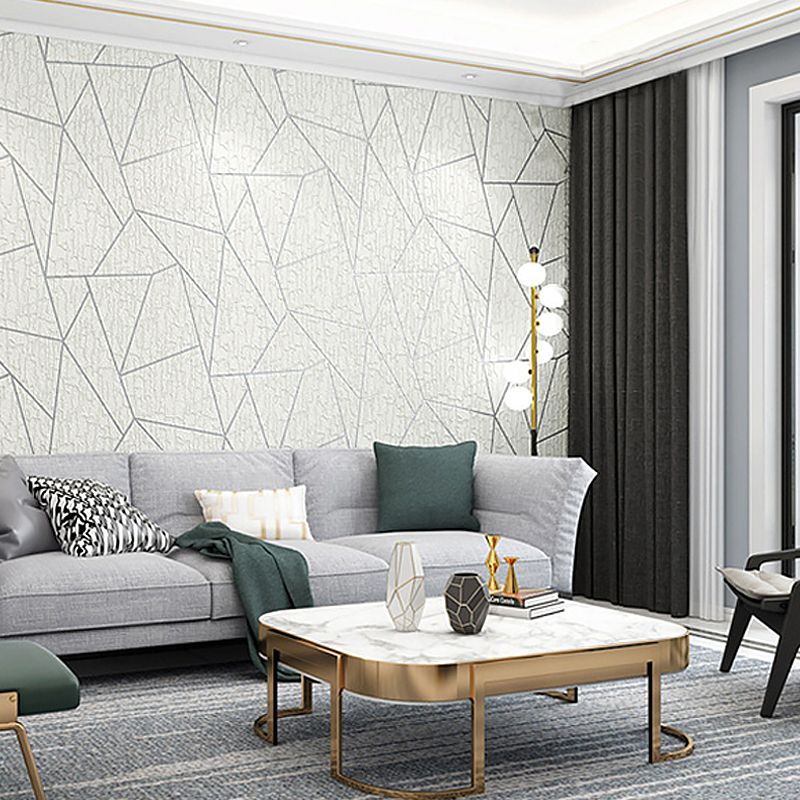 Flock Wallpaper Triangle Pattern Teenage Bedroom Non-Pasted Wall Covering, 54.2-sq ft