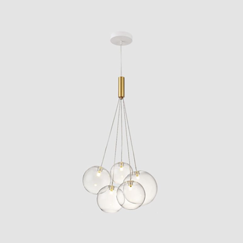 Clear Glass Chandelier Light Fixtures Modern Multi-Head Globe Pendant Lamp for Living Room