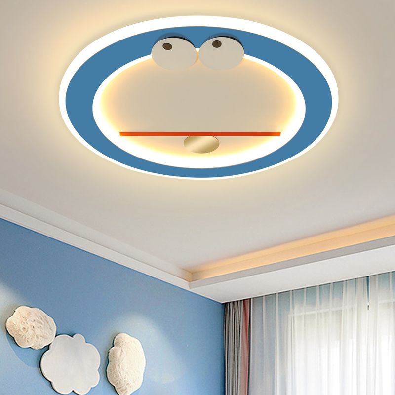 Acrylic Cat Flush Light Fixture Cartoon LED Flush Mount Lighting in Blue in Warm/White Light