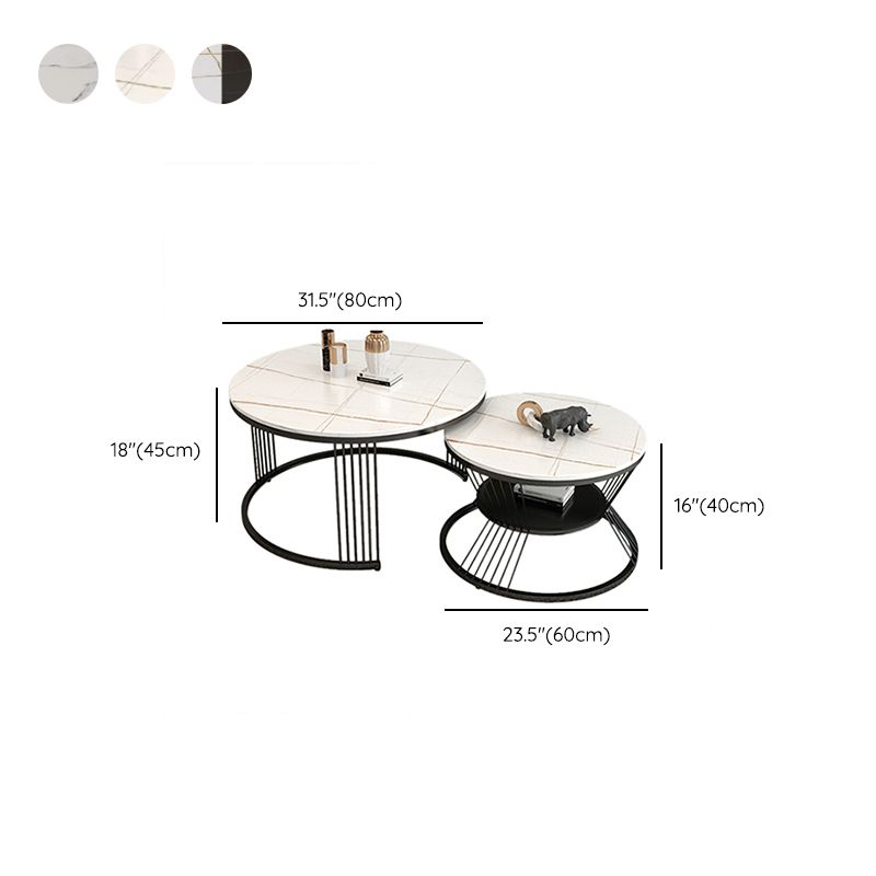 Slate Coffee Table Round Nesting Coffee Table Set for Living Room
