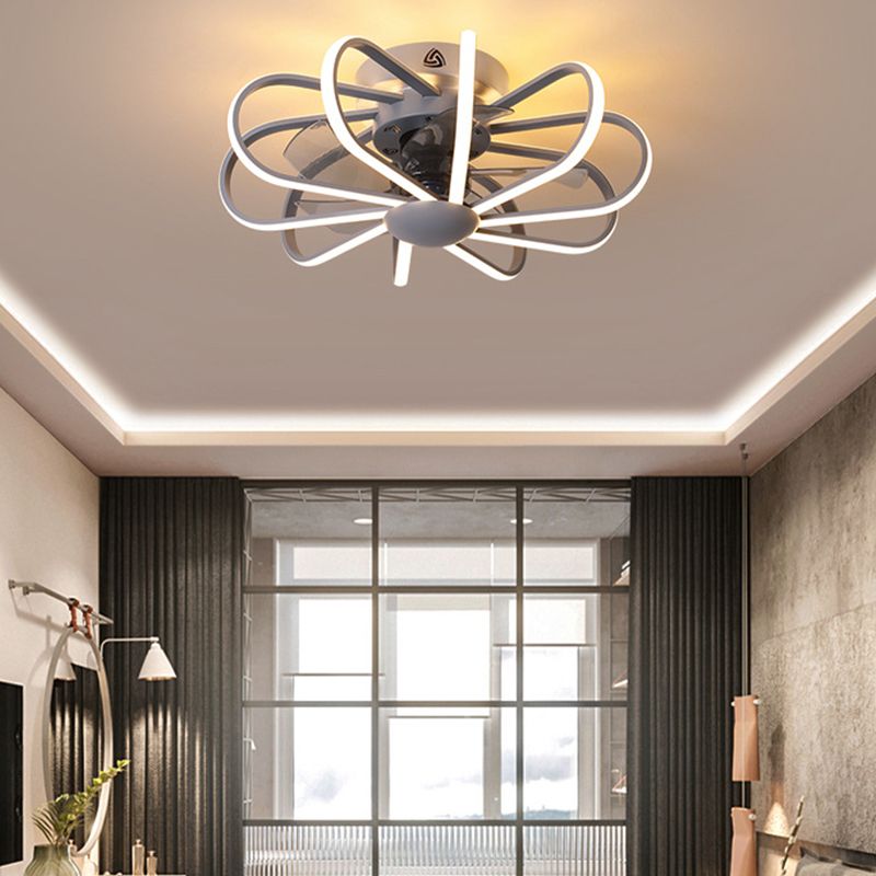 Metall Lineare Lüfterbeleuchtung minimalistische künstlerische Schlafzimmer LED Semi Flush Deckenleuchte