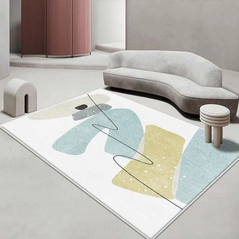 Casual Light Gray Rug Polyester Color Lump Rug Washable Rug for Living Room