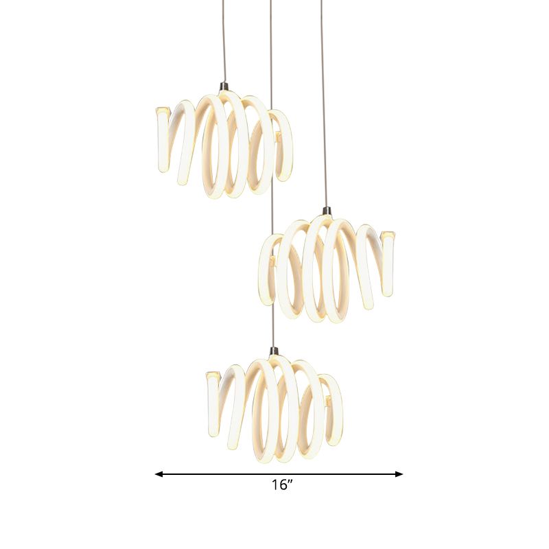 Minimalista Twisted Suspension Colgante LED acrílico Comedor Costilero Luz de techo en luz cálida/blanca