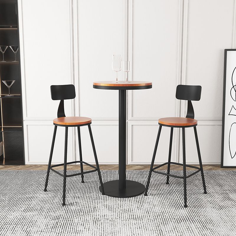 Industrial Armless Backrest Counter Stool Iron Dining Room Bar Stool with Seat and Pedal