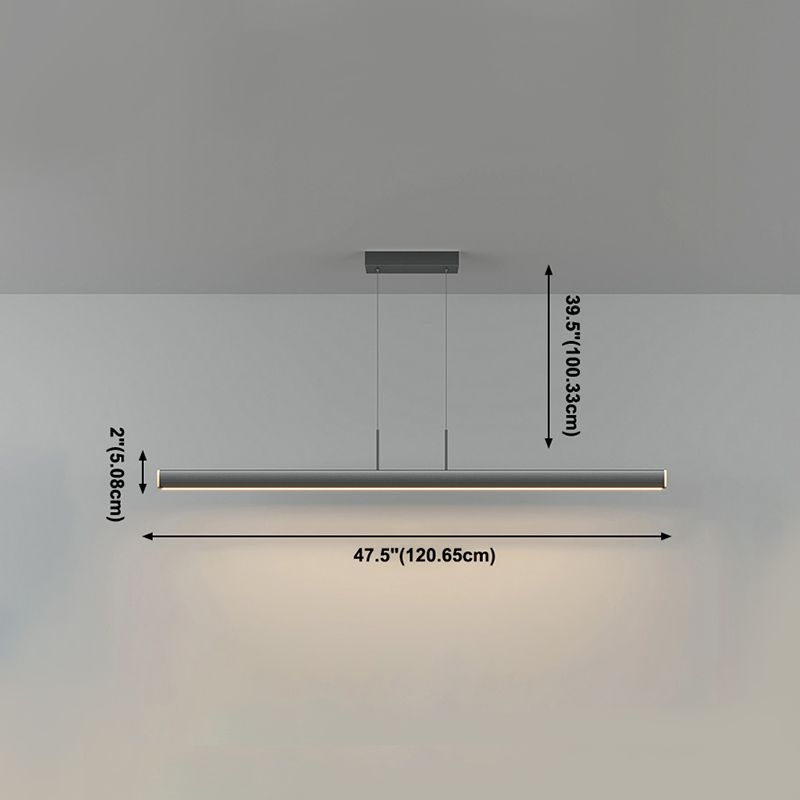 1 Light Linear Island Lights Contemporary Metal Island Pendants in Black