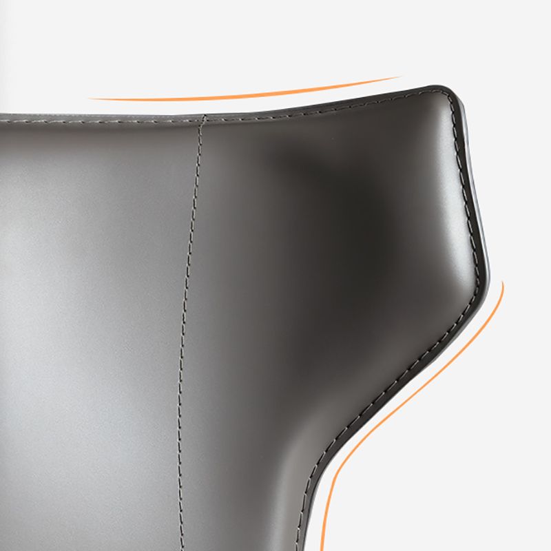 Mid-Century Modern Armless Side Chair Leather Basic Four Leg Side Chair