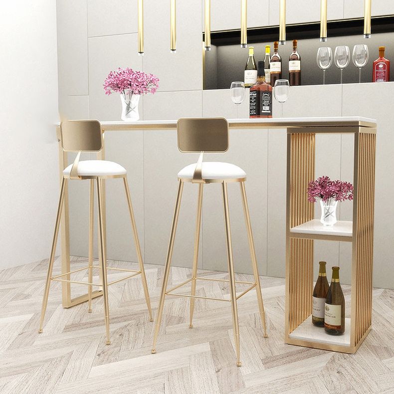 1/2/3 Piece Marble Bar Table Set Matte Finish Upholstered Bar Stool and Table Set