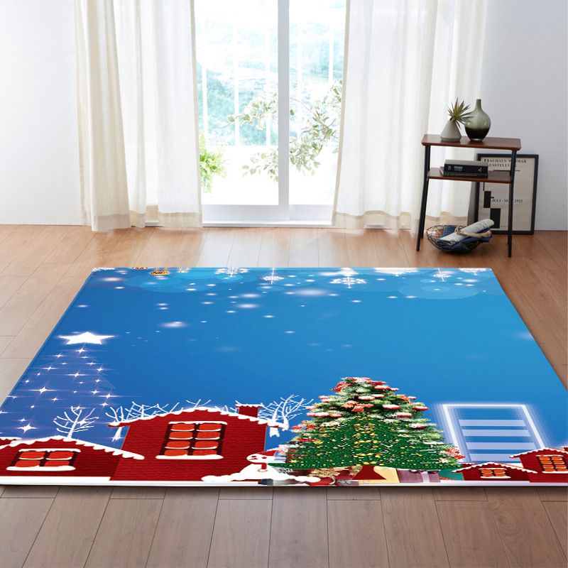 Red Modern Carpet Polyester Santa Claus Carpet Non-Slip Backing Carpet for Home Decor