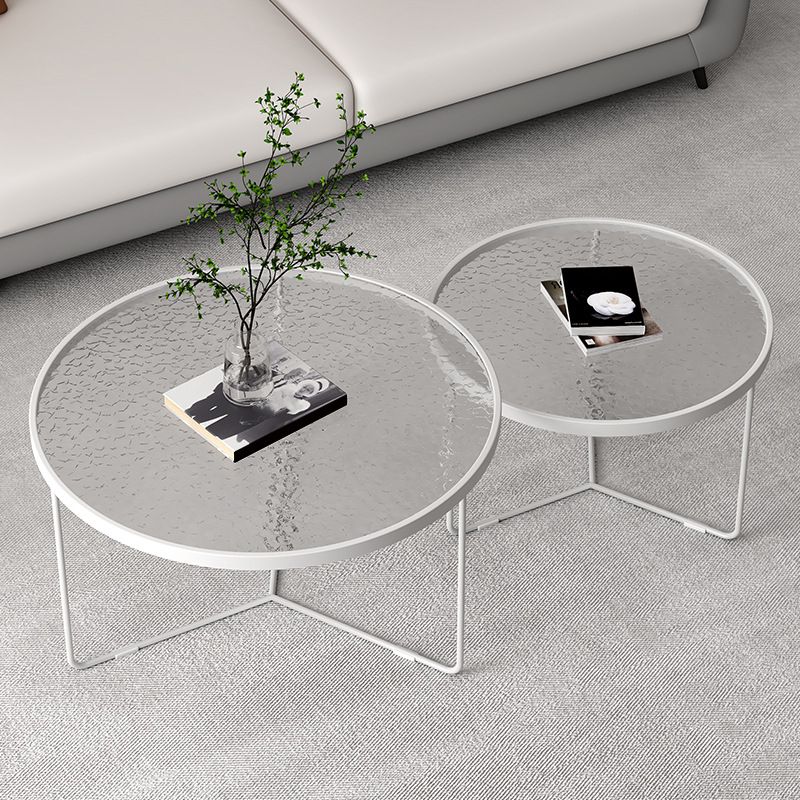 Modern Round Coffee Table Glass Top Nesting Coffee Table Set