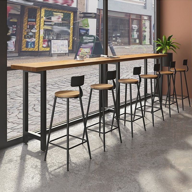 Modern 1/7 Pieces Bar Table Set Rectangle Wood Counter Table with High Stools for Cafe