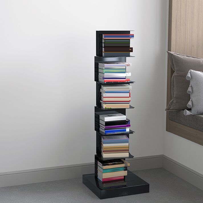 Modern Metal Bookshelf Geometric Vertical Closed Back Bookcase in Burnish
