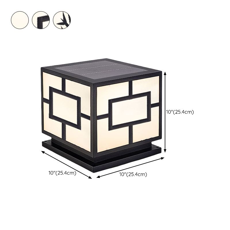 Contemporary LED Pillar Light Simple Black Solar Lighting Fixture for Garden