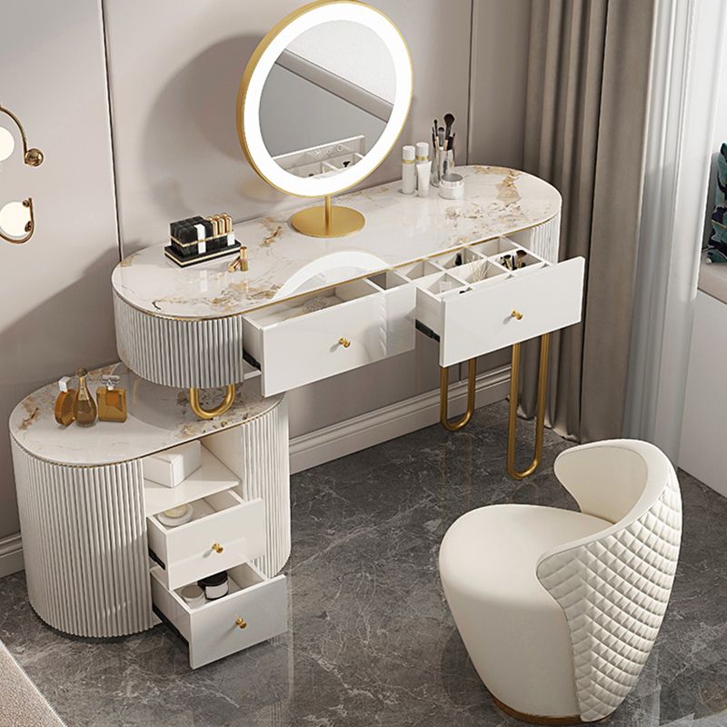 Slate Top Glam Make-up Vanity 4 Drawer Vanity Dressing Table Set