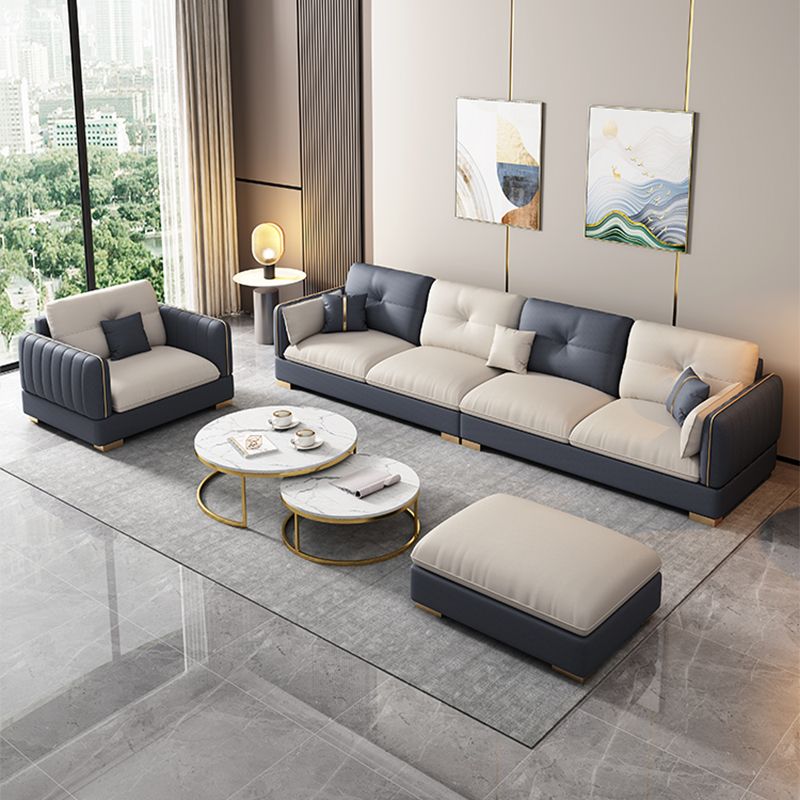 30.7"H Scandinavian Faux Leather Square Arm Sofa & Chaise for Living Room