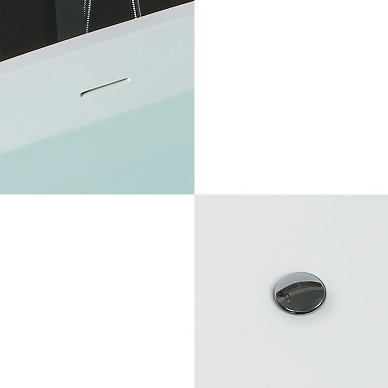 Oval Stand Alone Bath Soaking Acrylic White Modern Back to Wall Bathtub