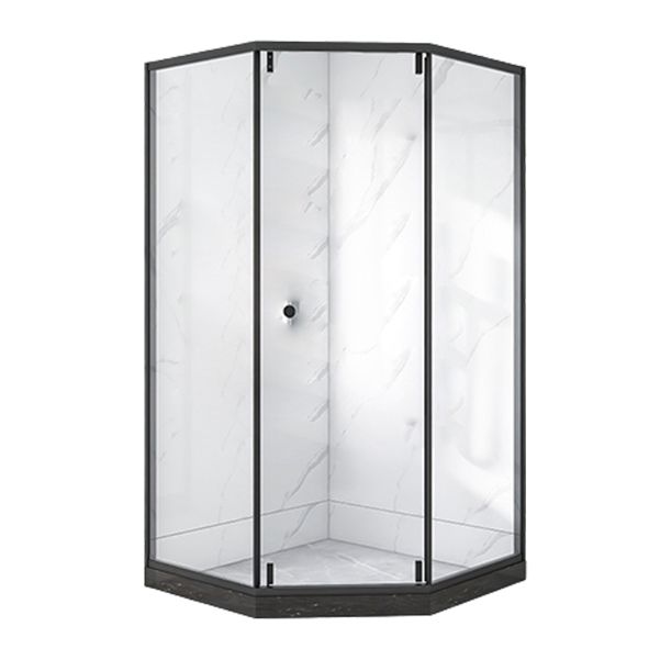 Single Sliding Neo-Angle Shower Enclosure Tempered Glass Stainless Steel Shower Stall