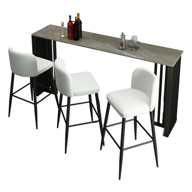 Industrial 1/2/4 Pieces Bar Table Set Rectangle Bar Table with High Metal Stools
