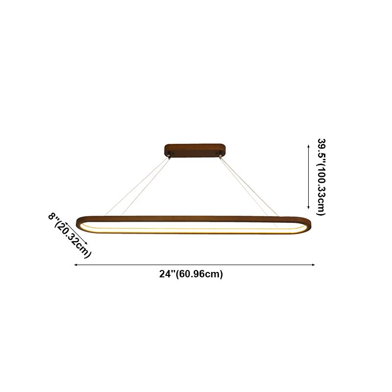 Contemporary Wood Kitchen Pendant Light Oval 1 Light Ceiling Pendant Light