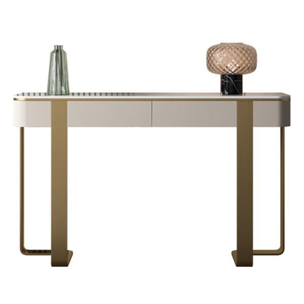 Stone Half Moon Console Table Glam 33.46-inch Tall Accent Table