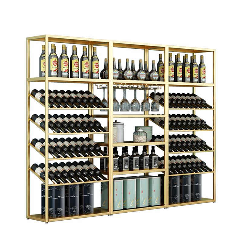 Contemporary Floor Wine Bottle Rack Iron Bottle Holder for Kitchen