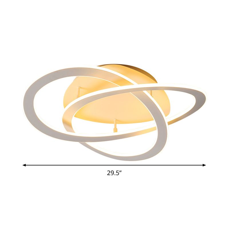 21,5 "/29.5" W Iluminación de techo de dormitorio LED Blanco/Oro de montaje de punto de montaje de luz con sombra acrílica de bucle en luz cálida/blanca