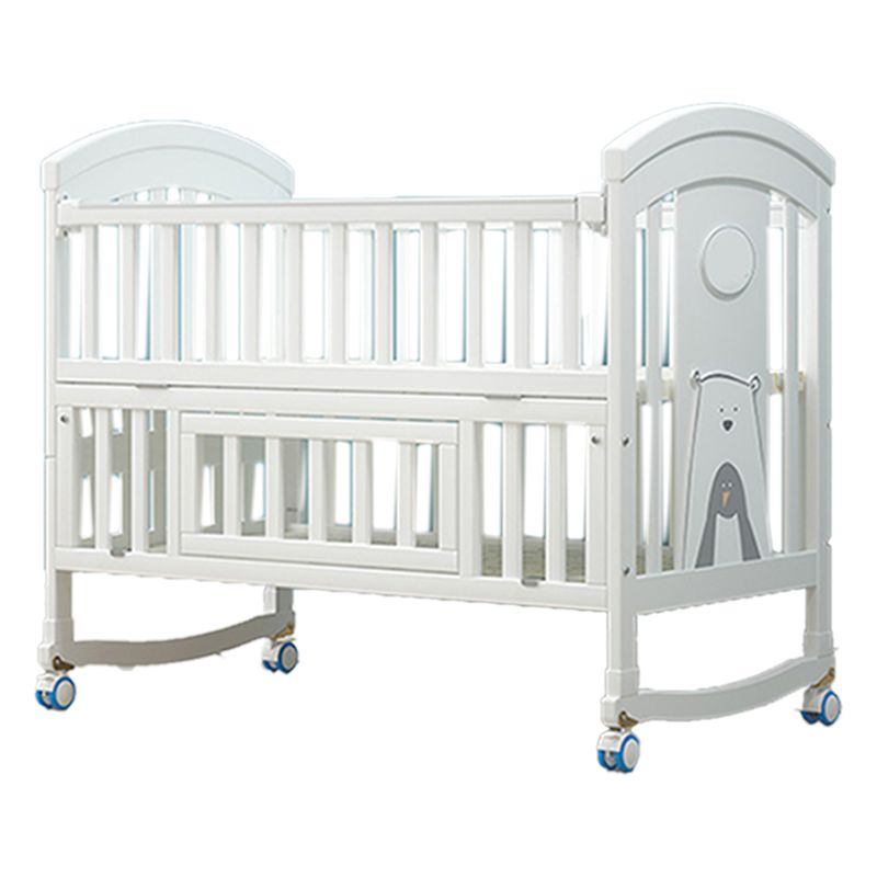 Solid Wood Contemporary Nursery Bed Rectangle Arched Crib with Guardrail