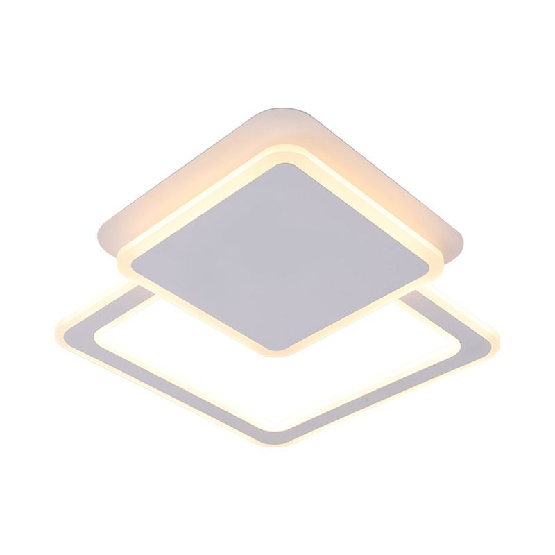 Round/Square Living Room Flushmount Acrylic Simplicity LED Ceiling Flush Light Fixture in White with Frame