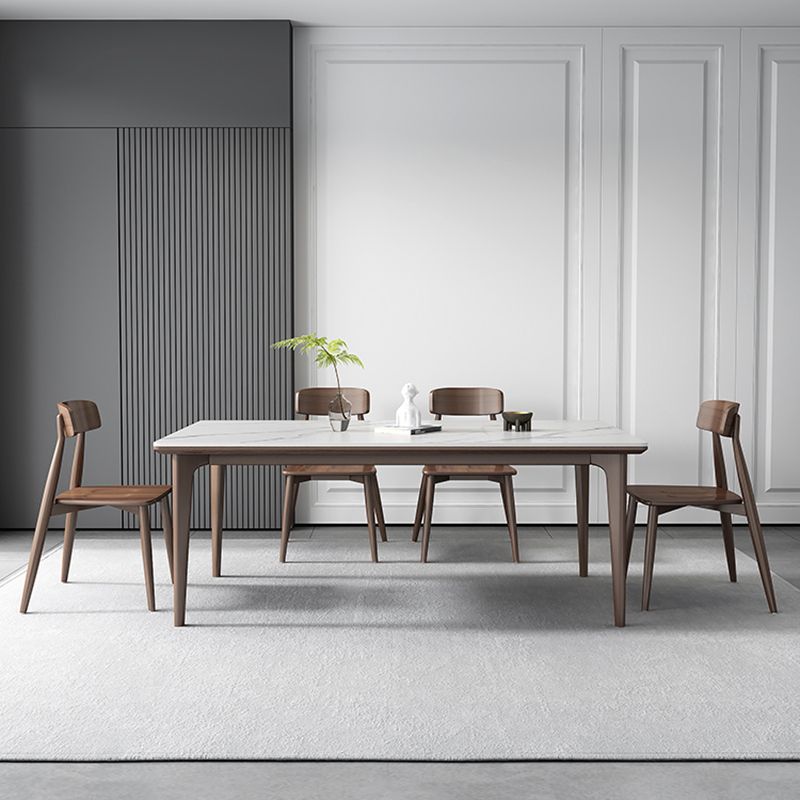 Industrial Rectangle Shape Dining Table Sintered Stone Fixed Desk for Home