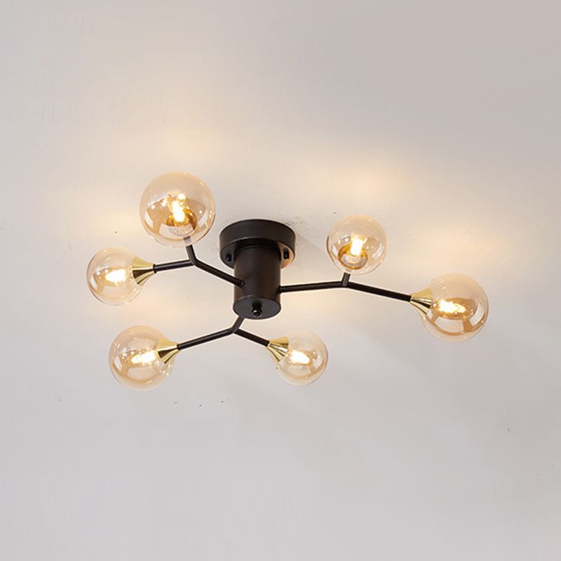 Nordic Modern Minimalist Glass Flush Mount Lamp with Glass Shade for Sitting Room