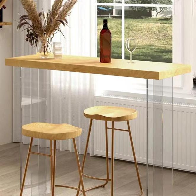 Modern Rectangular Pub Table Set 1/3 Pic Wooden Counter Table with Backless Stool