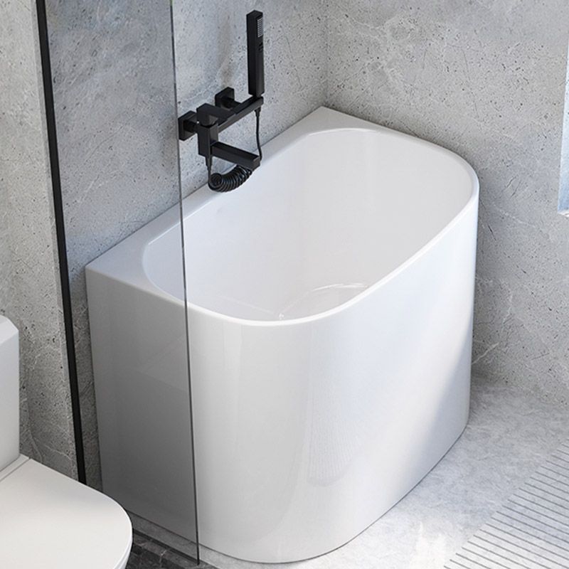 Modern Corner White Acrylic Bathtub Back to Wall with Drain Bath Tub