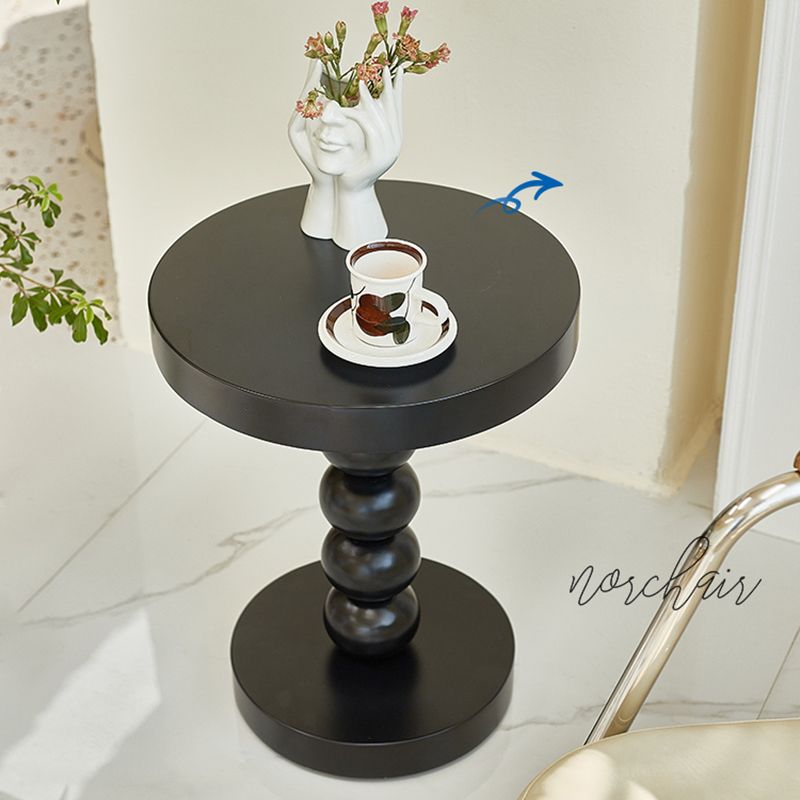 Contemporary End Table Solid Wood Pedestal Round Living Room Side Table