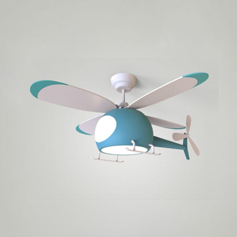 Avión de metal Flush Mount Luz de ventilador LED colorido moderno para la habitación de los niños